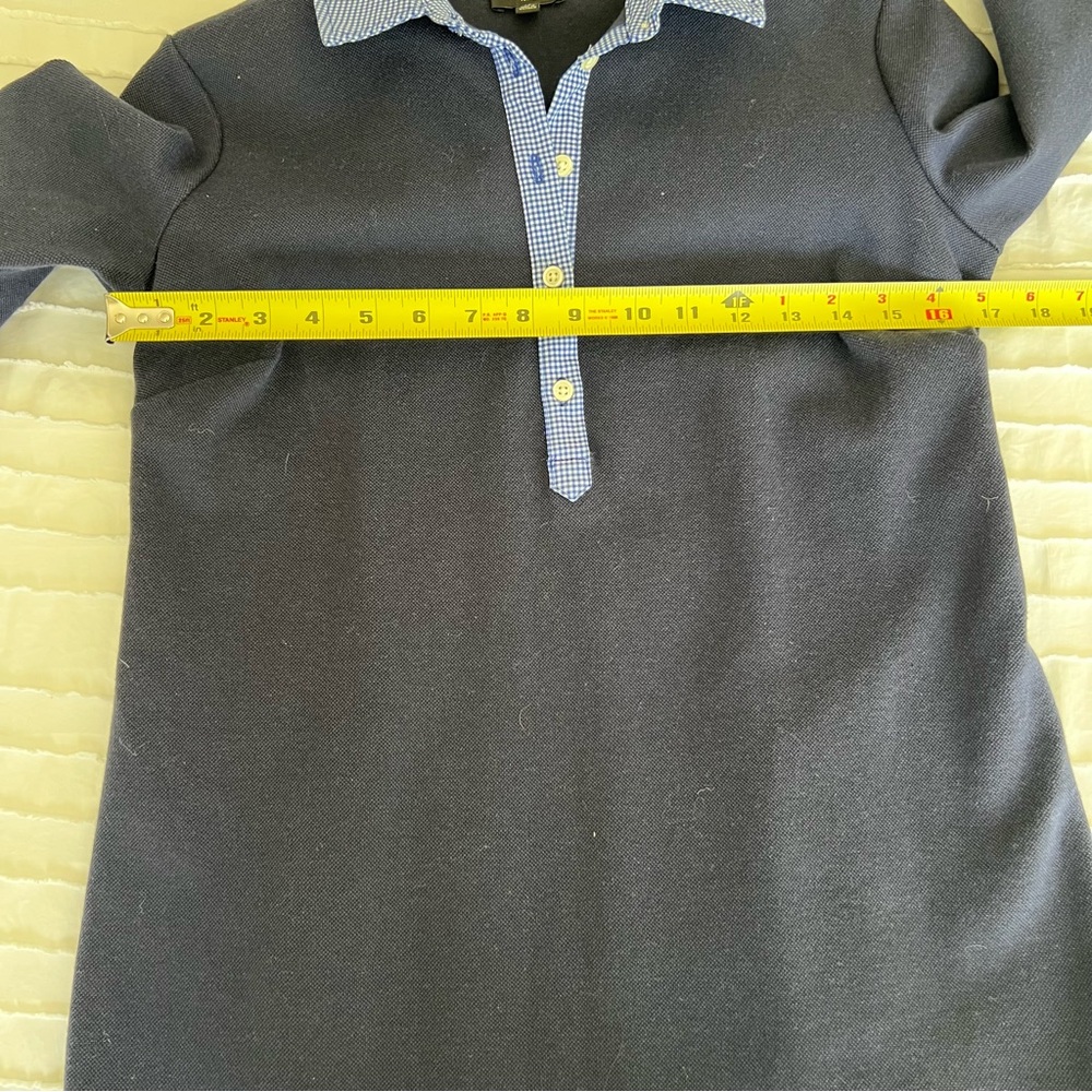 Talbots Cotton Polo Pique Popover Shirt Dress gingham collar cuffs small petite - Picture 9 of 10